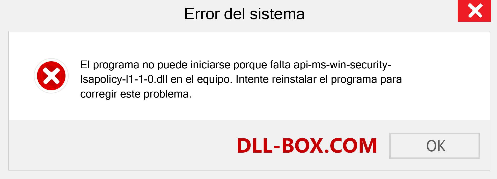 ¿Falta el archivo api-ms-win-security-lsapolicy-l1-1-0.dll ?. Descargar para Windows 7, 8, 10 - Corregir api-ms-win-security-lsapolicy-l1-1-0 dll Missing Error en Windows, fotos, imágenes